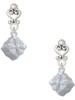 Silver Plated 3-D Present Box with Bow and Crystal - Filigree Heart Post Earrings
