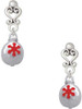 Silver Plated Ornament with Red Snowflake - Filigree Heart Post Earrings