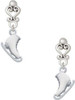 Silver Plated 3-D White Ice Skate - Filigree Heart Post Earrings