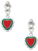 Silver Plated Christmas Heart with White Ruffles - Filigree Heart Post Earrings