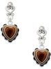 Silver Plated Brown Ruffle Heart - Filigree Heart Post Earrings
