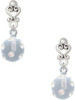 Silver Plated 3-D Frosted Clear Resin Ornament with Crystals - Filigree Heart Post Earrings
