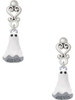 Silver Plated 3-D White Ghost with Black Crystals - Filigree Heart Post Earrings