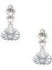 Silver Plated 3-D Clear Crystal Spider - Filigree Heart Post Earrings