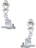 Silver Plated 3-D Flying Bat with Crystals - Filigree Heart Post Earrings