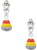 Silver Plated 3-D Enamel Candy Corn - Filigree Heart Post Earrings