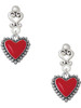 Silver Plated Red Heart with Beaded Border - Filigree Heart Post Earrings