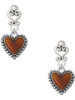 Silver Plated Translucent Brown Heart with Beaded Border - Filigree Heart Post Earrings