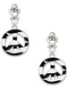 Silver Plated Large Zebra Print Peace Sign - Filigree Heart Post Earrings