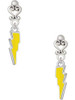 Silver Plated Yellow Lightning Bolt - Filigree Heart Post Earrings