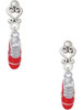 Silver Plated 3-D Red Running Shoe - Filigree Heart Post Earrings