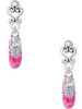 Silver Plated 3-D Hot Pink Running Shoe - Filigree Heart Post Earrings