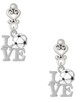 Silver Plated Love with Soccer Ball - Filigree Heart Post Earrings