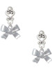 Silver Plated 3-D Textured Bow - Filigree Heart Post Earrings