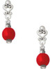 Silver Plated Red Chinese Lantern with Clear Crystal - Filigree Heart Post Earrings