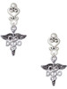 Silver Plated Caduceus - DO - Filigree Heart Post Earrings