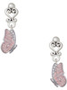 Silver Plated Translucent Pink Flying Butterfly - Filigree Heart Post Earrings