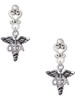 Silver Plated Therapist Caduceus - OTA - Filigree Heart Post Earrings