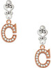 Rose Gold-tone Crystal Initial - C - Filigree Heart Post Earrings