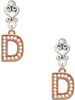 Rose Gold-tone Crystal Initial - D - Filigree Heart Post Earrings