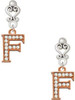 Rose Gold-tone Crystal Initial - F - Filigree Heart Post Earrings