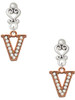 Rose Gold-tone Crystal Initial - V - Filigree Heart Post Earrings