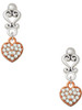 Rose Gold-tone Small Heart with Clear Crystals - Filigree Heart Post Earrings
