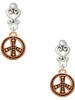 Rose Gold-tone Beaded Peace Sign - Filigree Heart Post Earrings