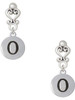 Silver Plated Capital Letter - O - Pebble Disc - Filigree Heart Post Earrings