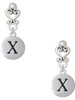Silver Plated Capital Letter - X - Pebble Disc - Filigree Heart Post Earrings