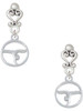 Silver Plated Gymnast Silhouette Disc - Handstand Split - Filigree Heart Post Earrings