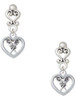 Silver Plated Lacrosse Sticks on Open Heart - Filigree Heart Post Earrings