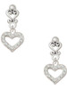 Silver Plated Crystal Open Heart - Filigree Heart Post Earrings