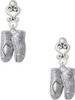 Silver Plated Large Ballet Slippers - Filigree Heart Post Earrings