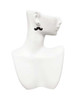 Silver Plated Large Black Enamel Mustache - Filigree Heart Post Earrings