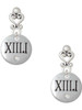 Silver Plated Half Marathon with Clear Crystal Roman Numeral - Filigree Heart Post Earrings