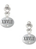 Silver Plated Marathon with Clear Crystal Roman Numeral - Filigree Heart Post Earrings