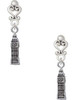Silver Plated London's Big Ben Clock Tower - Filigree Heart Post Earrings