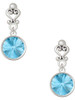 Silver Plated 12mm Crystal Rivoli - Hot Blue - Filigree Heart Post Earrings