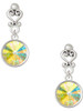 Silver Plated 12mm Crystal Rivoli - Clear AB - Filigree Heart Post Earrings