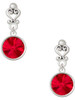 Silver Plated 12mm Crystal Rivoli - Red - Filigree Heart Post Earrings