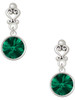 Silver Plated 12mm Crystal Rivoli - Green - Filigree Heart Post Earrings