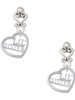 Silver Plated Lil Sister in Open Heart - 5/8'' - Filigree Heart Post Earrings