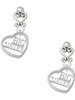 Silver Plated Big Sister in Open Heart - 5/8'' - Filigree Heart Post Earrings