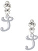 Silver Plated Small Gelato Script Initial - S - Filigree Heart Post Earrings