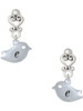 Silver Plated Little Bird Initial - E - Filigree Heart Post Earrings