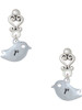 Silver Plated Little Bird Initial - R - Filigree Heart Post Earrings