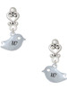 Silver Plated Little Bird Initial - W - Filigree Heart Post Earrings