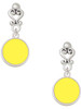 Silver Plated Small Yellow Enamel Disc - Filigree Heart Post Earrings