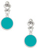 Silver Plated Small Teal Enamel Disc - Filigree Heart Post Earrings